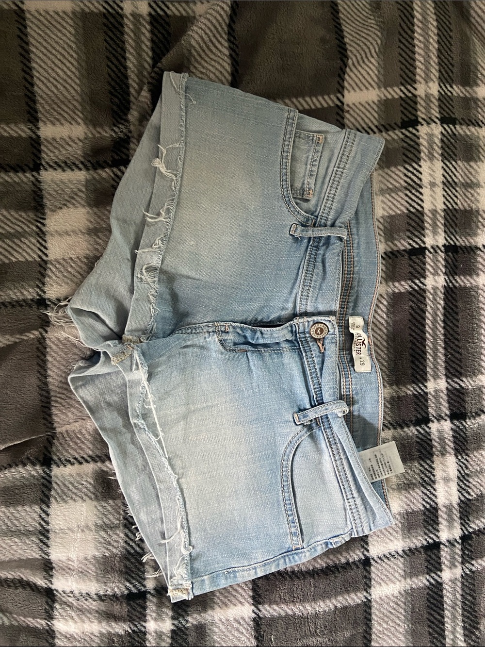 Hollister Light Blue Distressed Denim Shorts